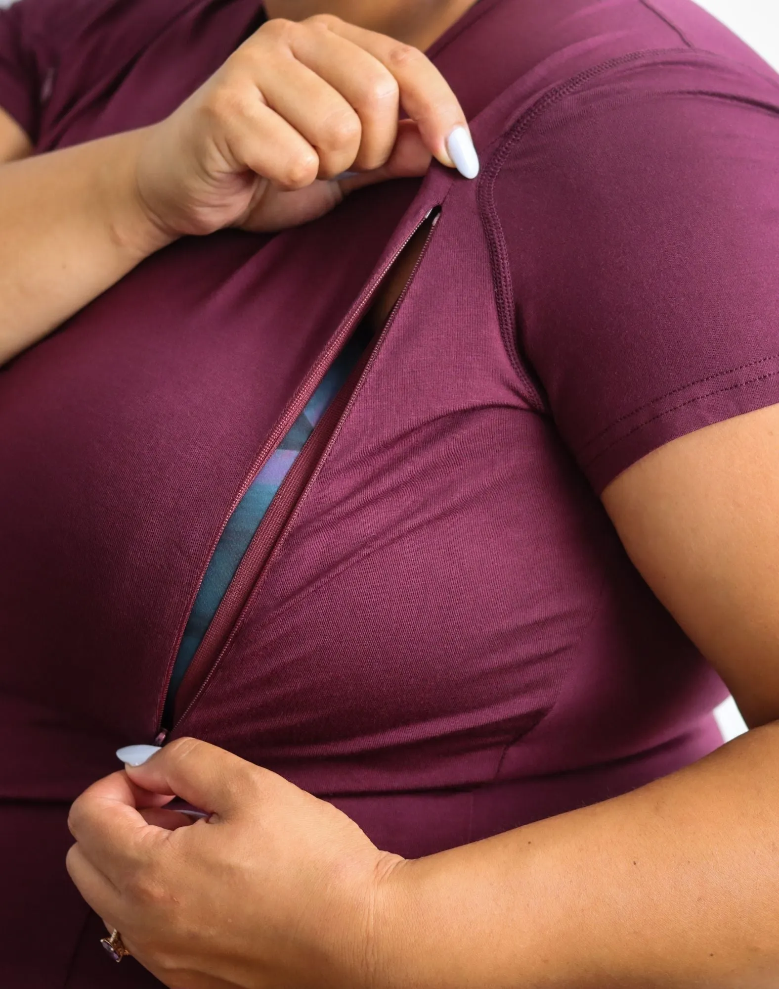 ** CLEARANCE ** Breastfeeding T-Shirt - Bamboo Workout Tee Fig