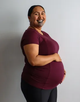** CLEARANCE ** Breastfeeding T-Shirt - Bamboo Workout Tee Fig