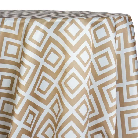1pc - Paragon Print (Lamour) Table Linen 120" Round - Khaki
