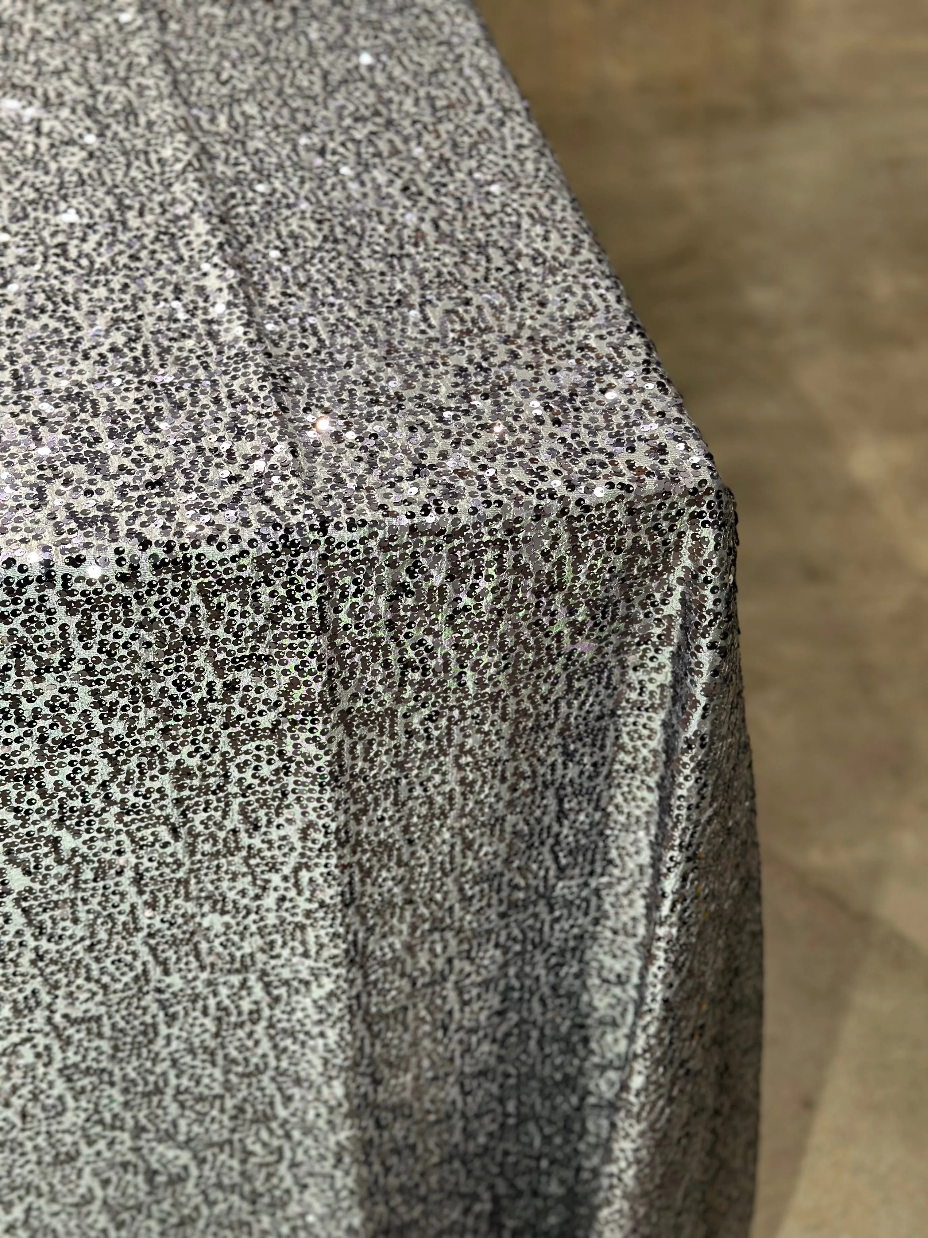 1pc - Taffeta Sequins Table Linen 108" Round - Charcoal