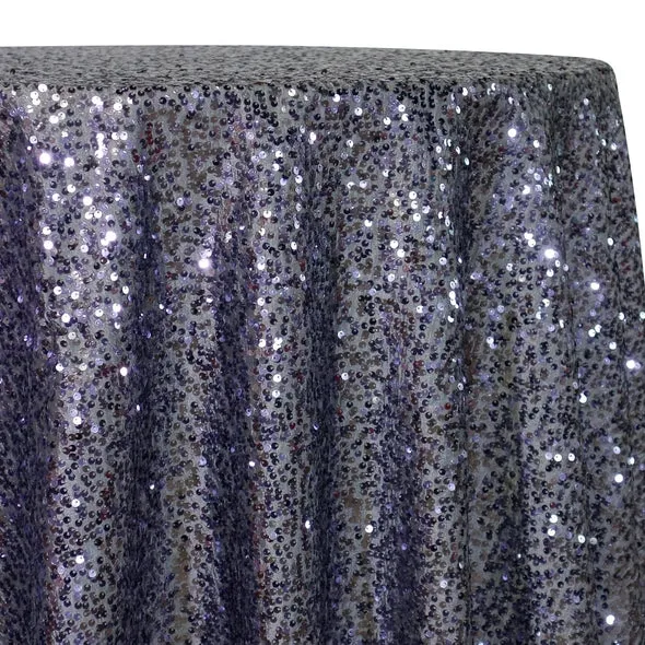 1pc - Taffeta Sequins Table Linen 108" Round - Charcoal