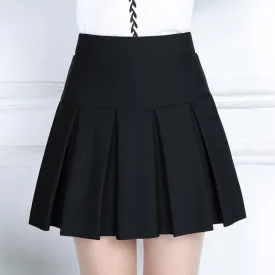 2019 Spring&autumn Women Pleated Skirt Korean Slim Sexy Office Solid Color Stretch High Waist A Line Skirt Plus Size Black Skir