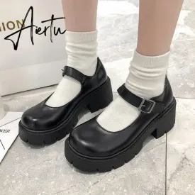 Aiertu Shoes Lolita Shoes Women Japanese Style Mary Jane Shoes Women Vintage Girls High Heel Platform Shoes College Student Size 40