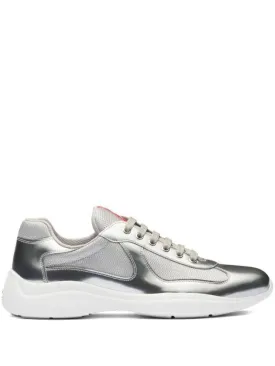 America's Cup Paneled Leather Low-Top Sneakers Silver