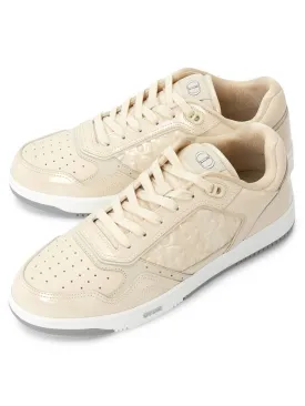 B27 Oblique Gravity Leather Low Top Sneakers Beige