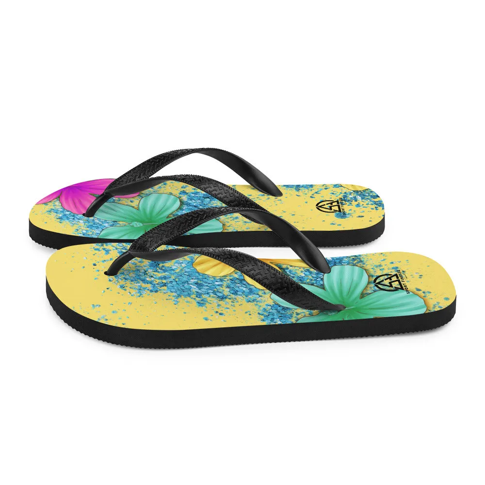 Beach Flowers Pattern Flip-Flops