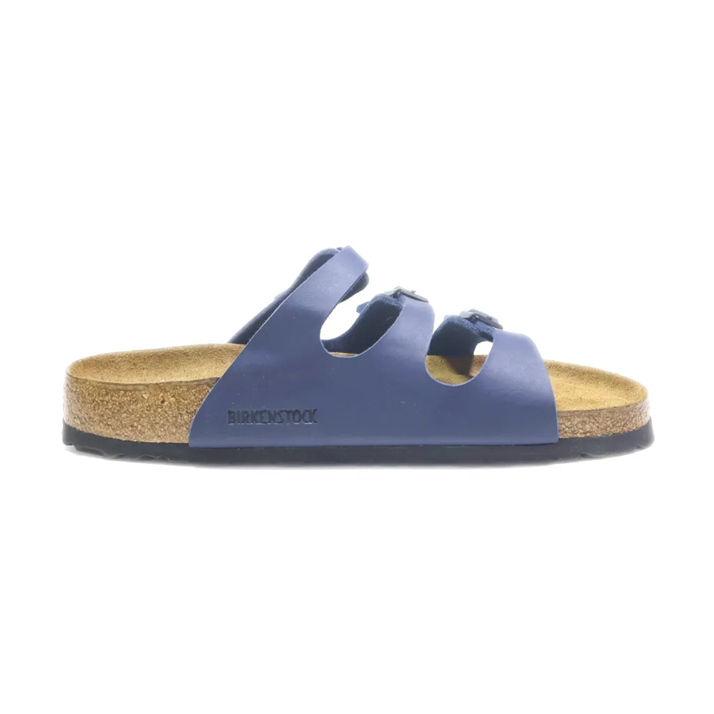 Birkenstock Florida Flat Sandals Leather Blue Colour For Women
