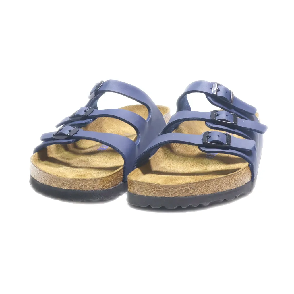 Birkenstock Florida Flat Sandals Leather Blue Colour For Women