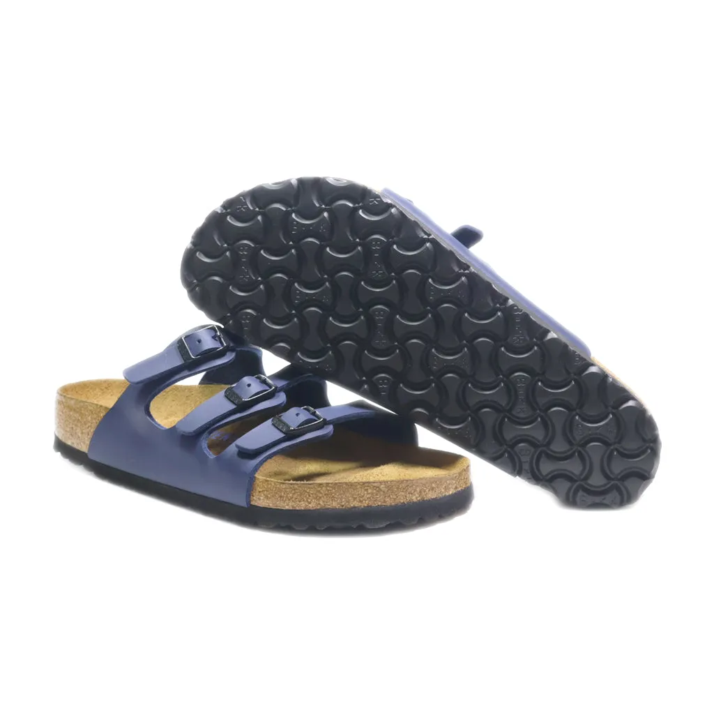 Birkenstock Florida Flat Sandals Leather Blue Colour For Women