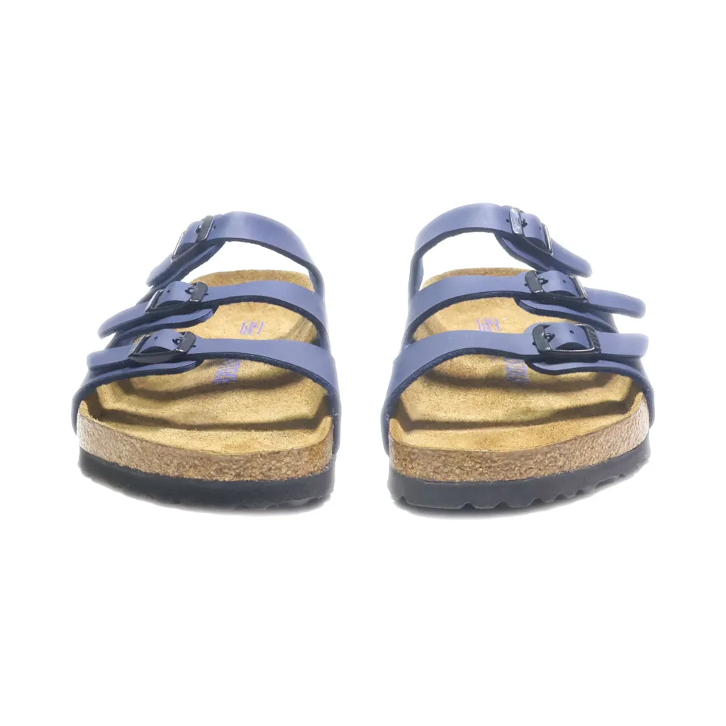 Birkenstock Florida Flat Sandals Leather Blue Colour For Women