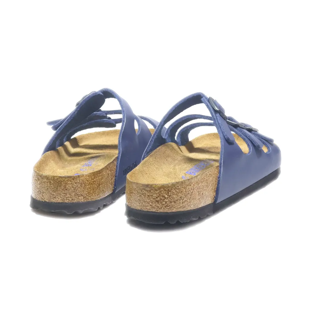 Birkenstock Florida Flat Sandals Leather Blue Colour For Women