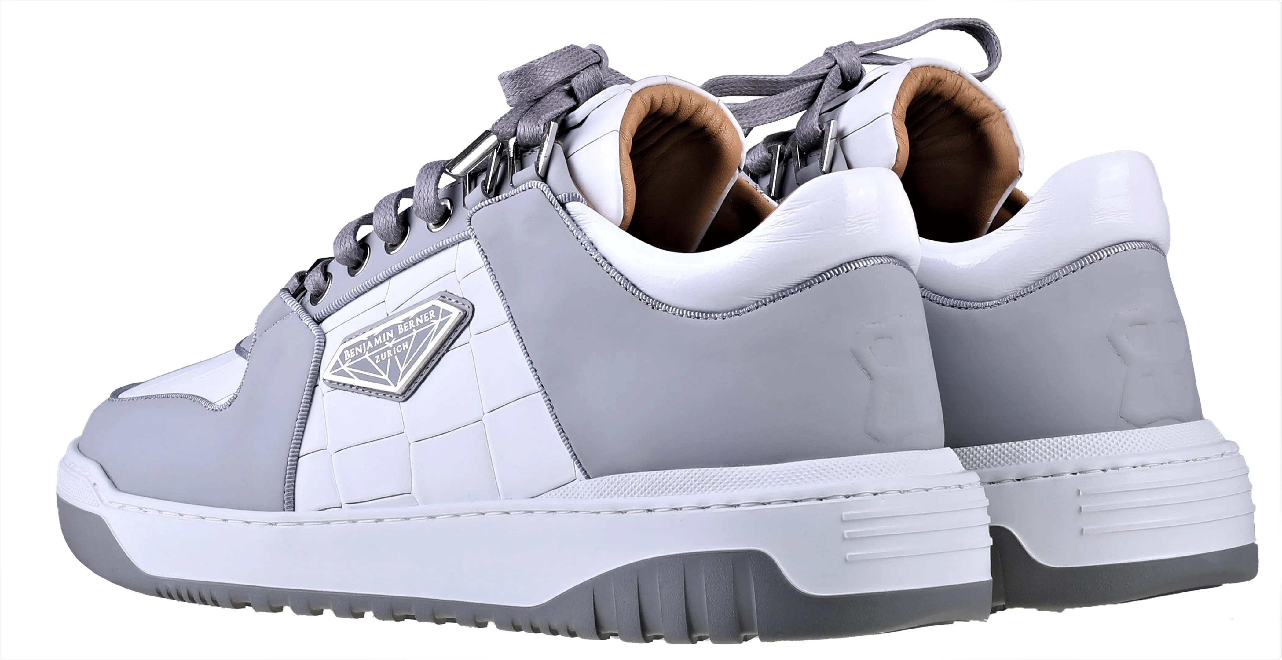 BNJ SIGMA Low-Top WHITE MATT CROCODILE-ICE GREY MATT NAPPA