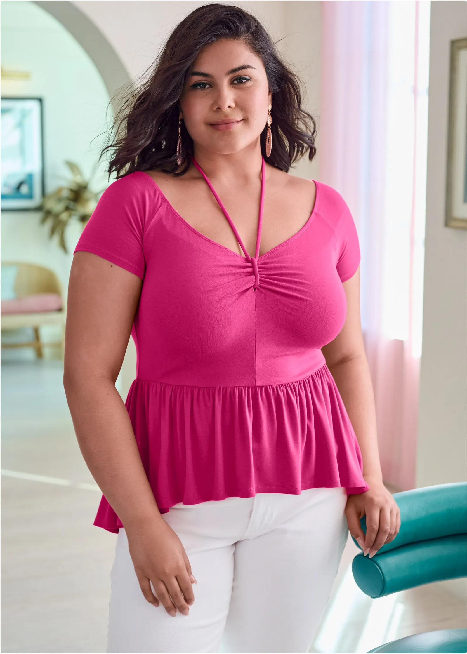 Casual High-Low Top - Pink
