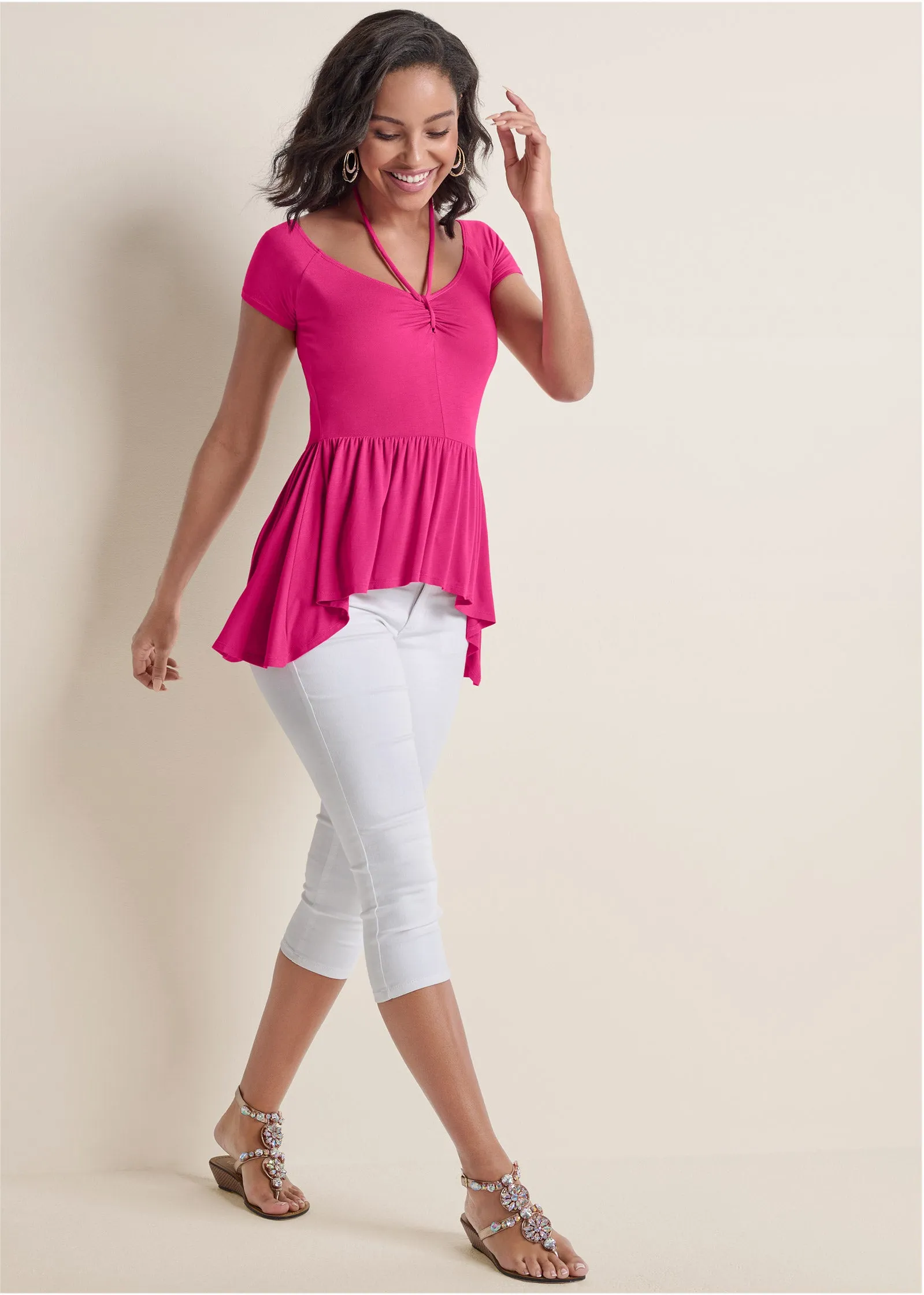 Casual High-Low Top - Pink
