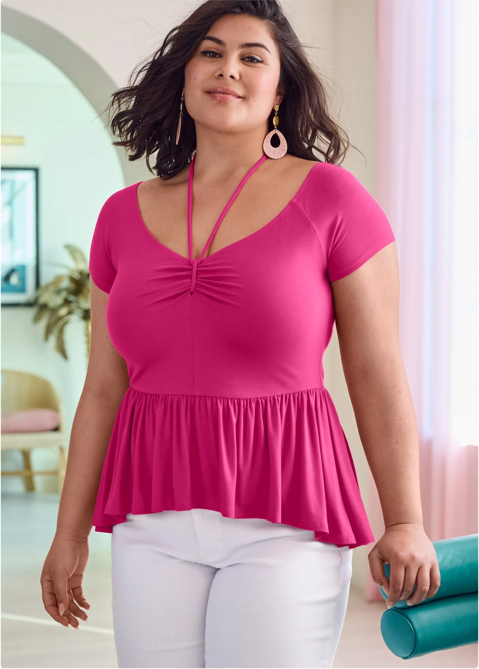 Casual High-Low Top - Pink