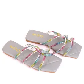 EGO Classic Flat heel Multi Coloured With Grey Sole Design Slipper
