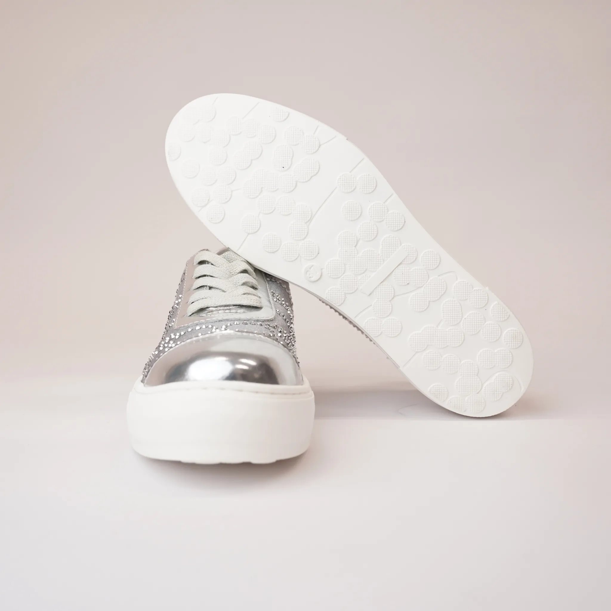 Fresno Silver Leather Mesh Sneakers