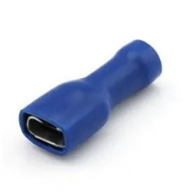 Fully Insulated 6.3mm Female Spade Terminal - 1.5-2.5mm² Cable (Blue) Pack of 100