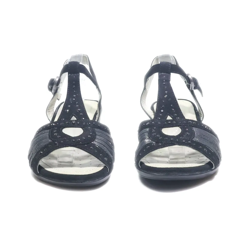 Geox Flat Sandals Suede Black Colour For Women