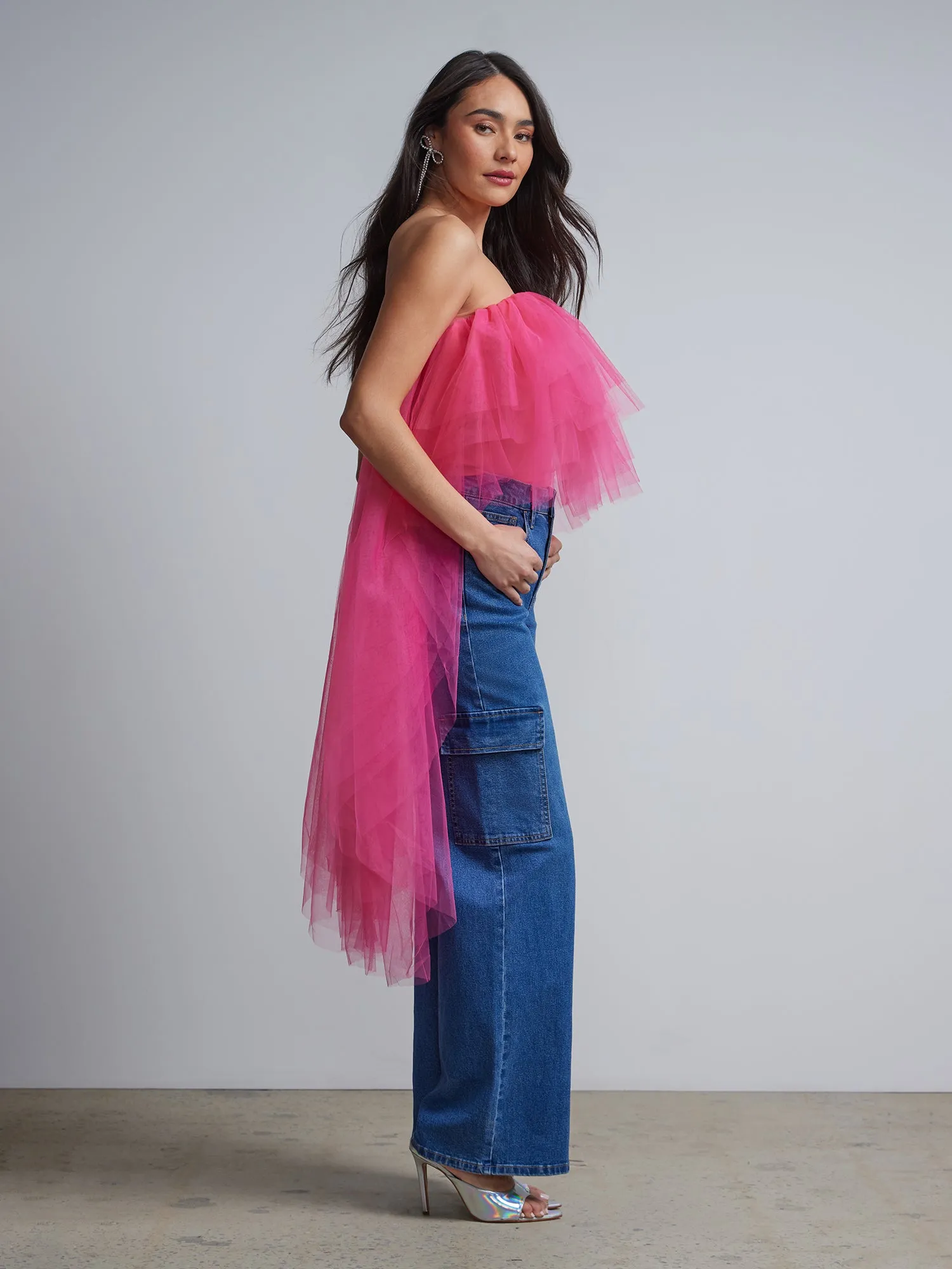 High-Low Tulle Top