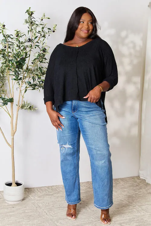Huntley High-Low Slit Knit Top