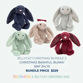 JELLYCAT Christmas Bashful Bunny Bundle - MEDIUM