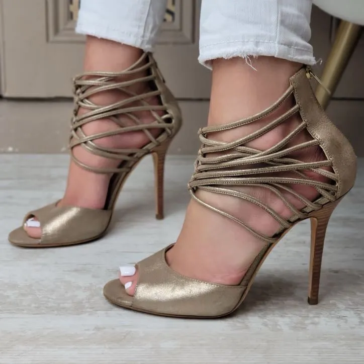 JIMMY CHOO METALLIC SANDALS EU 40/ UK 7