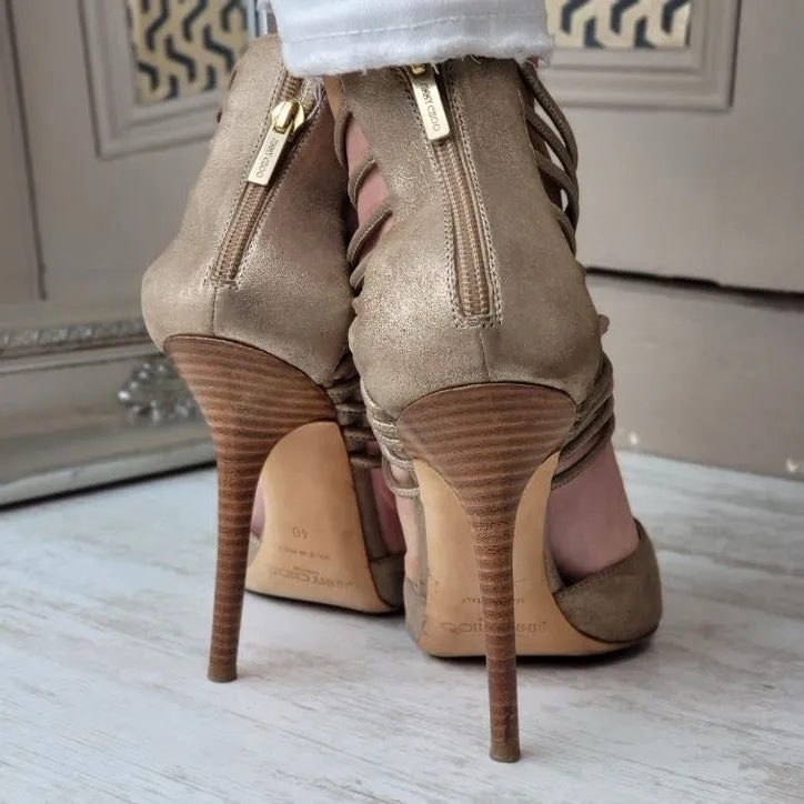 JIMMY CHOO METALLIC SANDALS EU 40/ UK 7