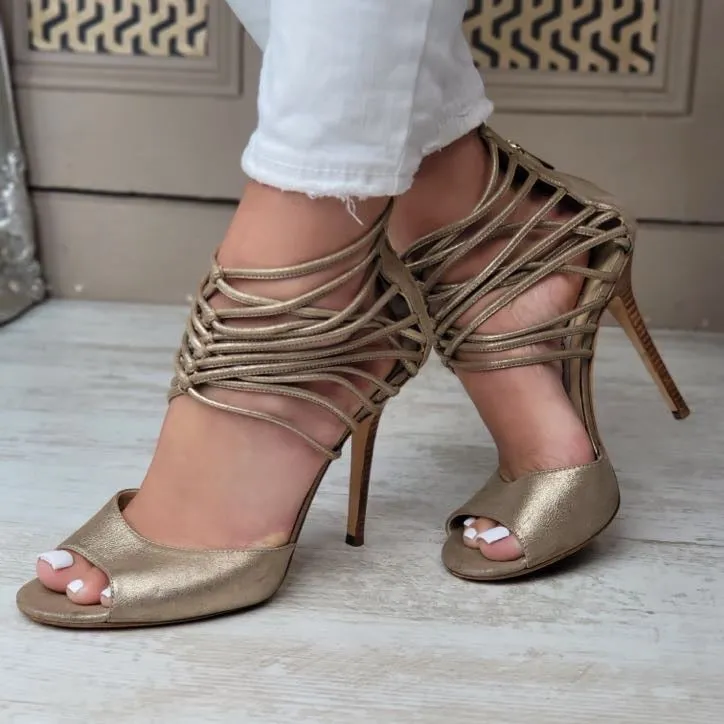 JIMMY CHOO METALLIC SANDALS EU 40/ UK 7