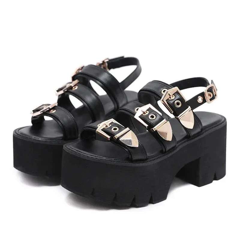 Joskaa 2024 New Chunky Platform Buckle Sandals