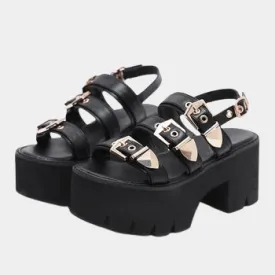 Joskaa 2024 New Chunky Platform Buckle Sandals