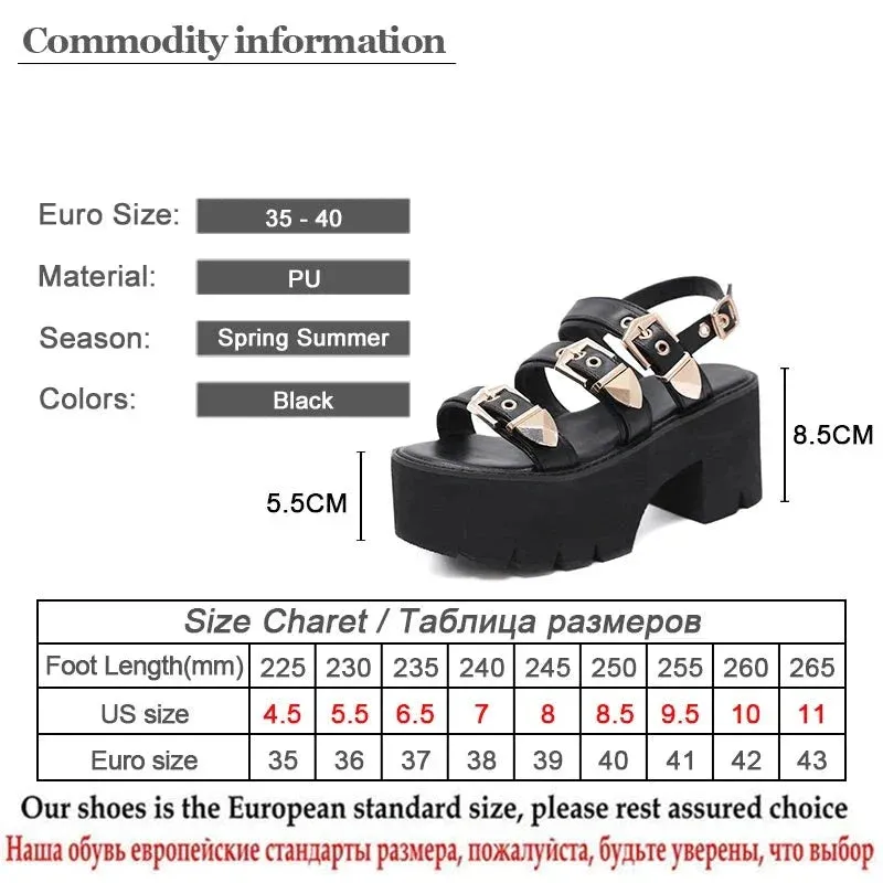 Joskaa 2024 New Chunky Platform Buckle Sandals