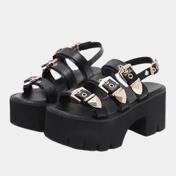 Joskaa 2024 New Chunky Platform Buckle Sandals