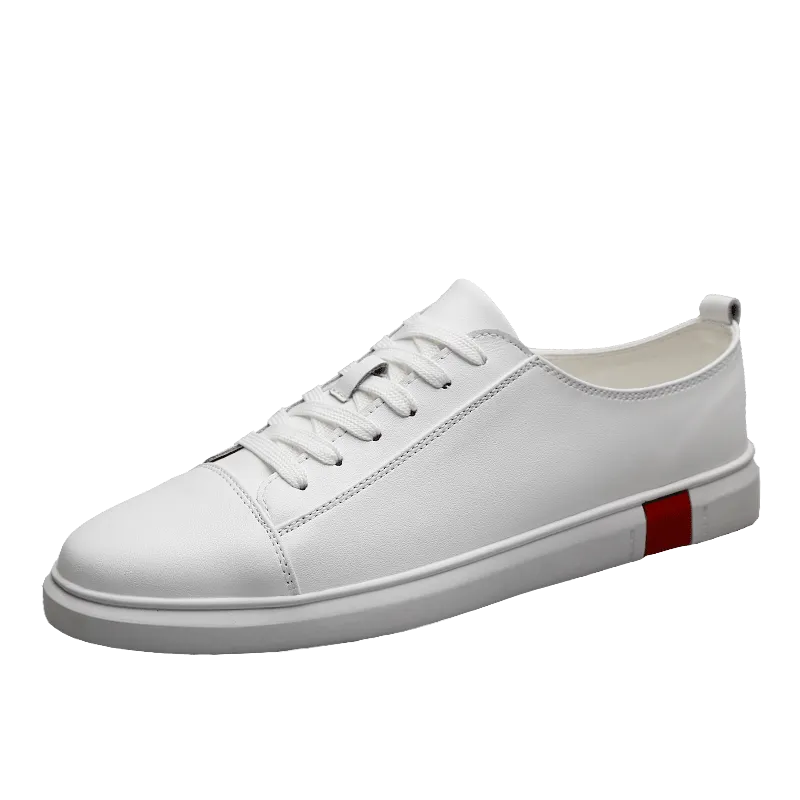 New Fashion Men Genuine Leather Casual Shoes Lightweight Breathable Flats Shoes Luxury Brand Men's White Walking Sneakers