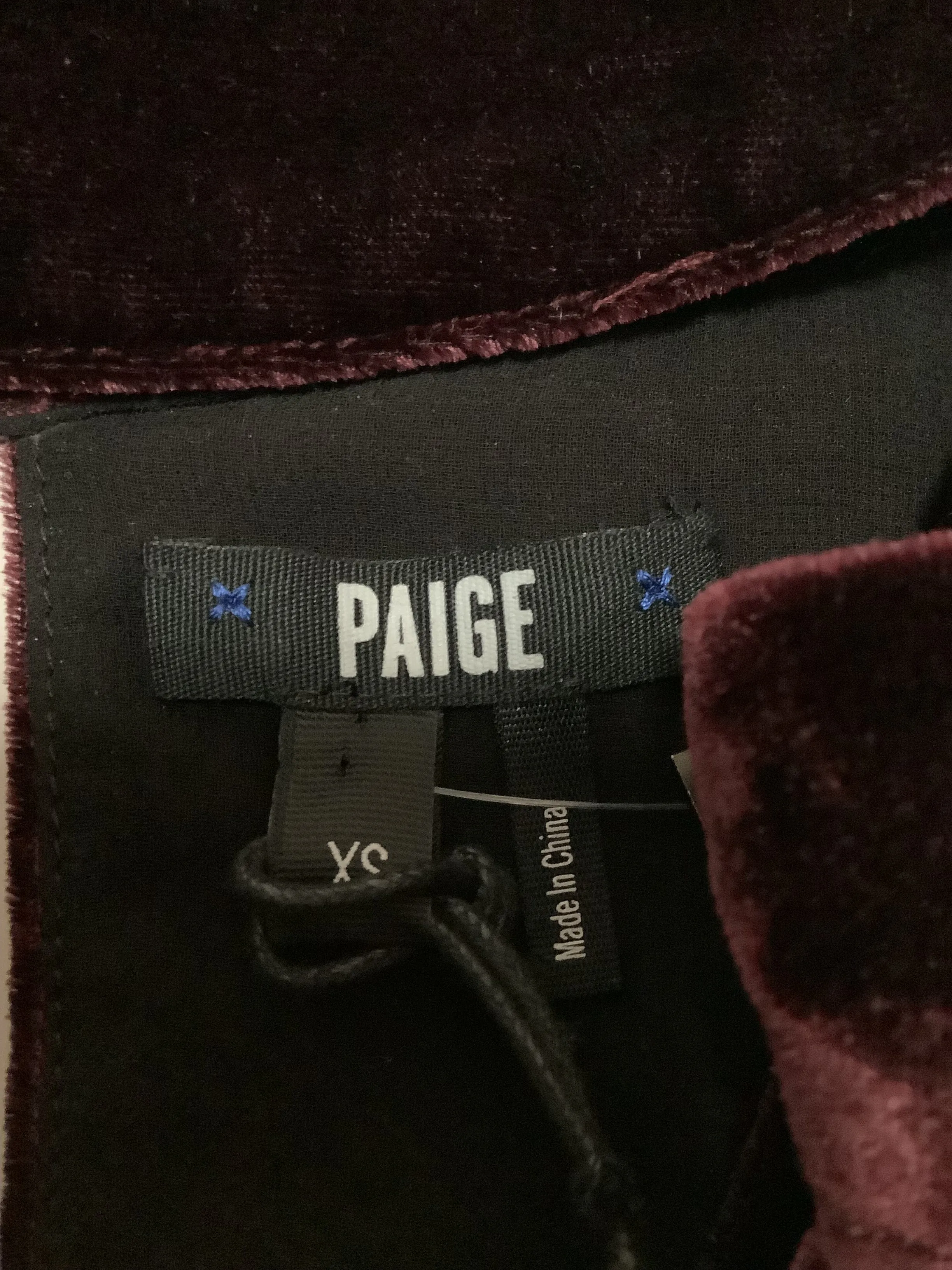 Paige V Neck High Neck Velvet Top Size: XS