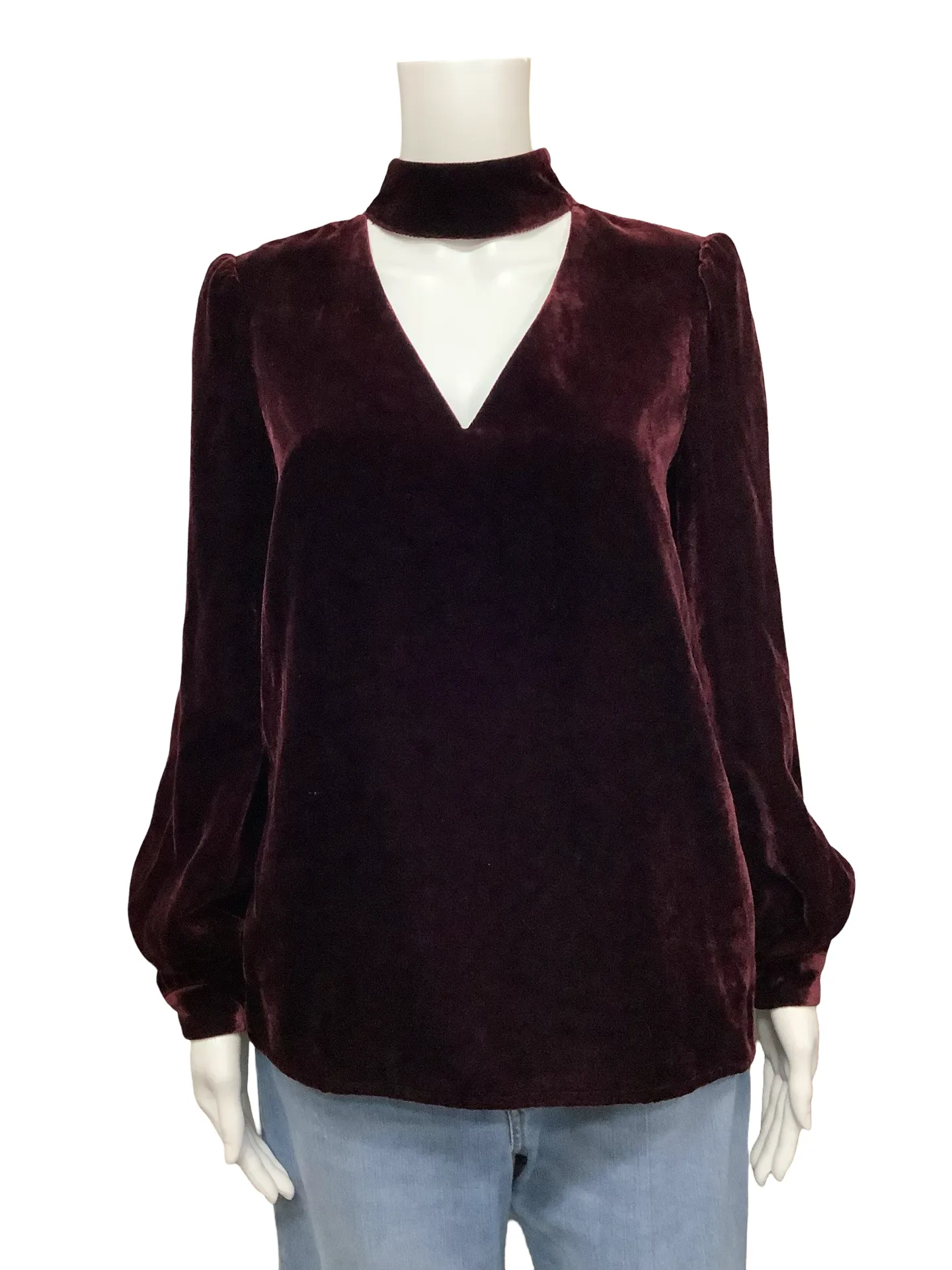 Paige V Neck High Neck Velvet Top Size: XS