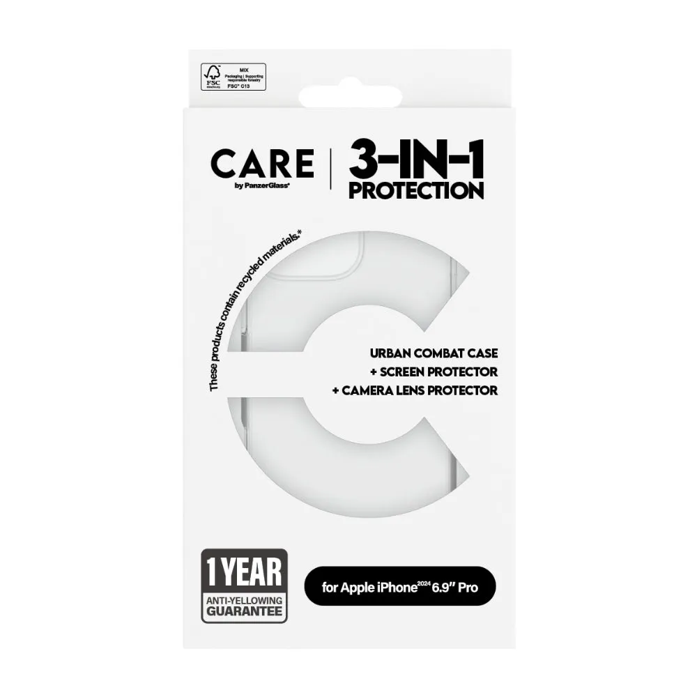 PANZERGLASS Care Iphone 16 Pro Max 3 In 1 Bundle Uwf Clear Trn Hoops Care Trn Case