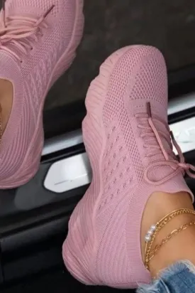 Pink Casual Mesh Breathable Vulcanize Shoes