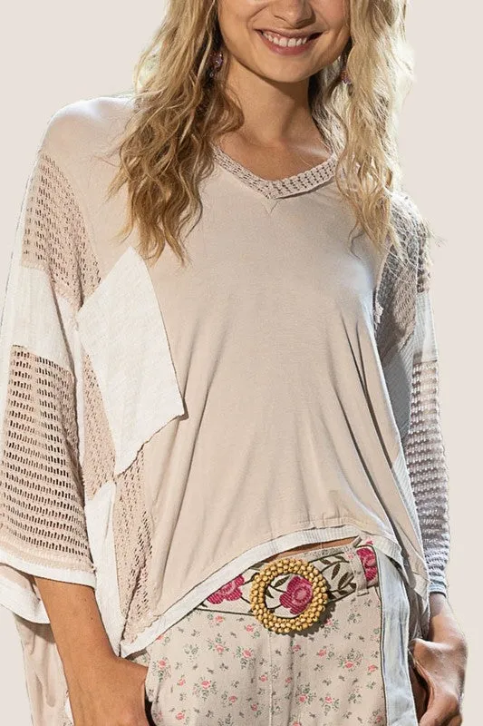POL Luxe High-Low Contrast Top