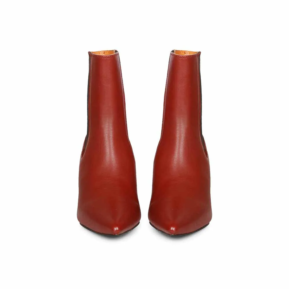 Saint G Solid Rust Leather Slip On Ankle Boots