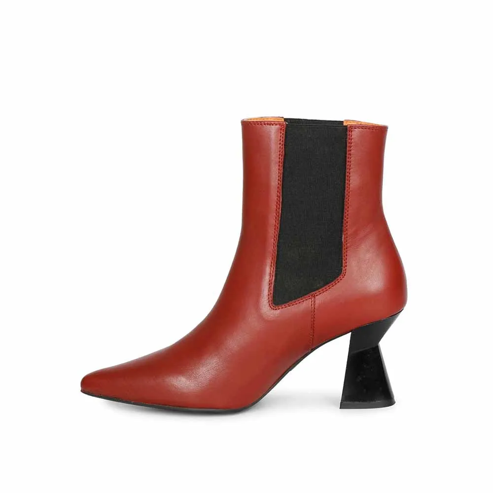 Saint G Solid Rust Leather Slip On Ankle Boots