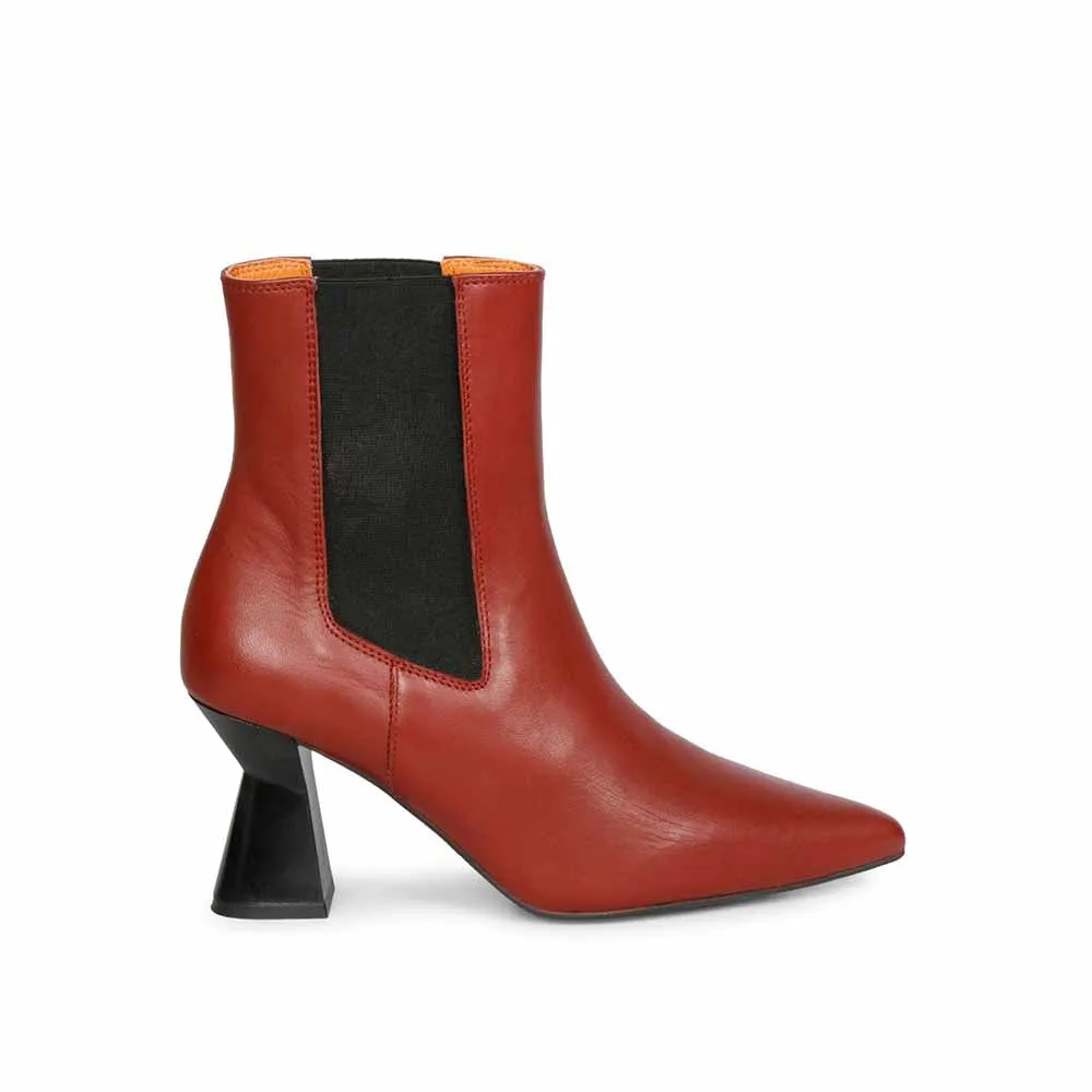 Saint G Solid Rust Leather Slip On Ankle Boots