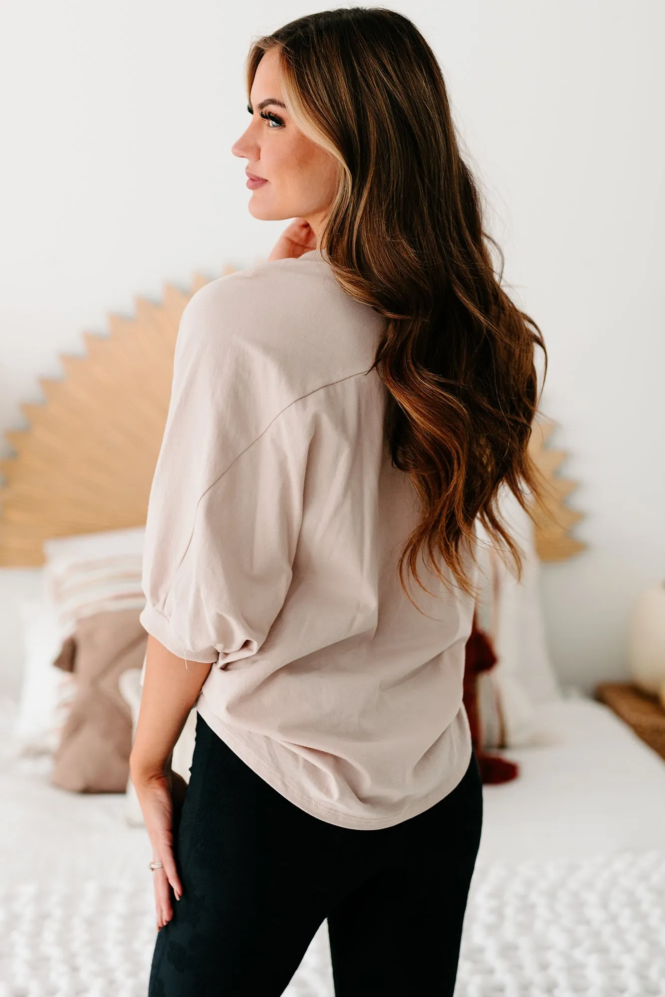 Take My Advice Puffy Sleeve Top (Taupe)
