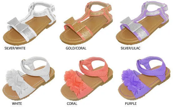 toddler girls assorted glitter floral sandals Case of 72
